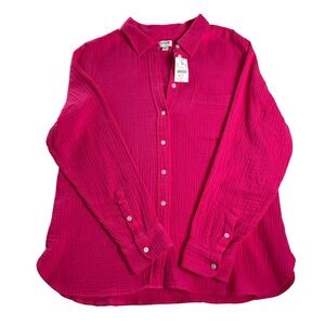 J.Crew NWT Pink Cotton Gauze Button Shirt XL Preppy Minimalist